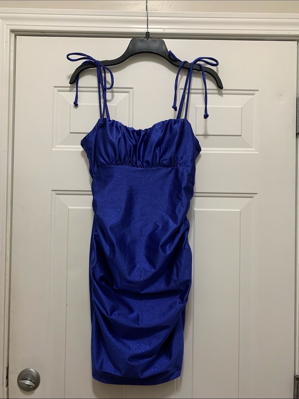 Honey and Rosie Royal Blue Sparkle Tie-Shoulder HoCo Dress Size Medium